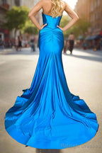 Sweetheart Satin Mermaid Long Prom Dress