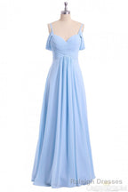 A Line Sky Blue Long Wedding Prom Dresses