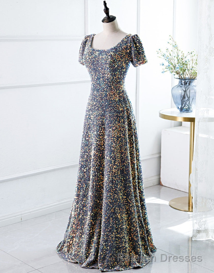 A-Line Square Long Evening Dress with Sequins Secondary image