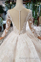 Gorgeous Long Sleeves Ball Gown Wedding Dresses With Beading Appliques