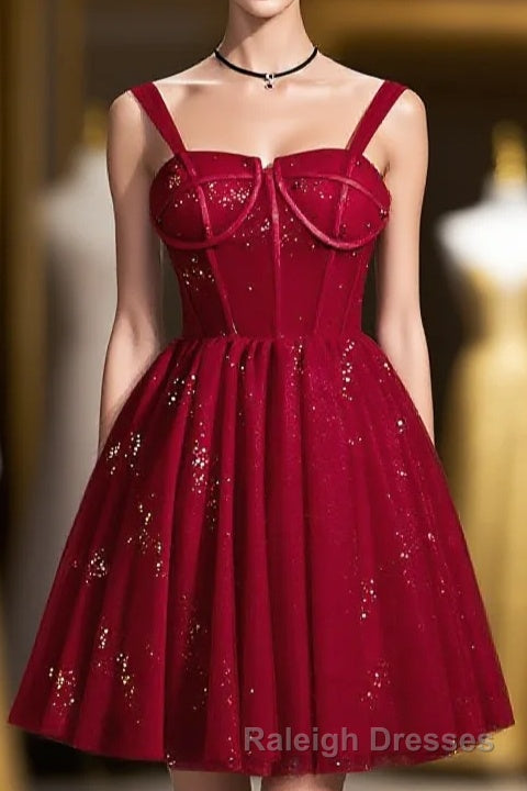 Elegant Sleeveless Tulle Sequins Short Homecoming Dress Main image