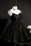 Elegant Black Spaghetti Straps Tulle Short Homecoming Dresses