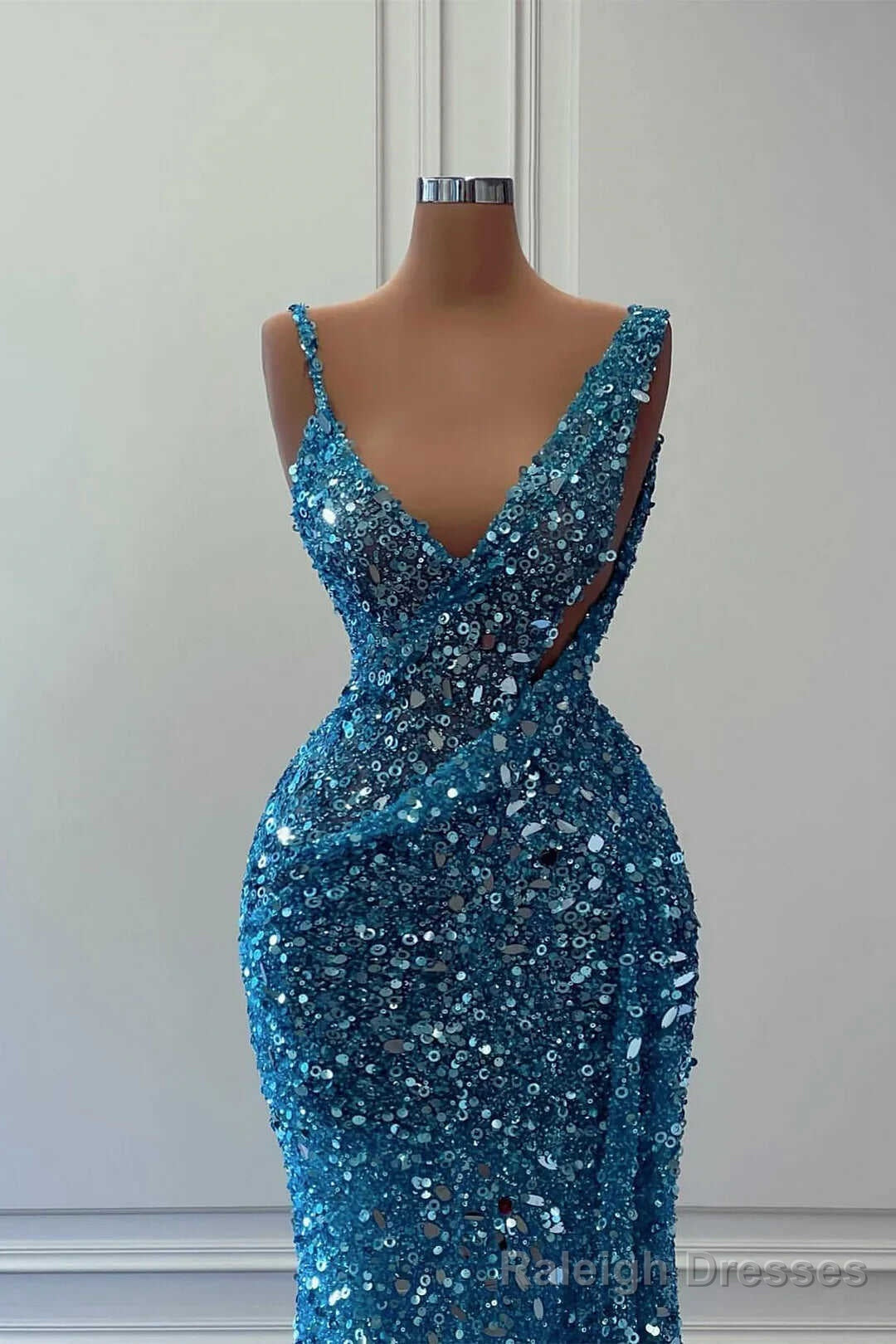 Blue Sleeveless Long Mermaid Sequins Prom Dress Secondary image