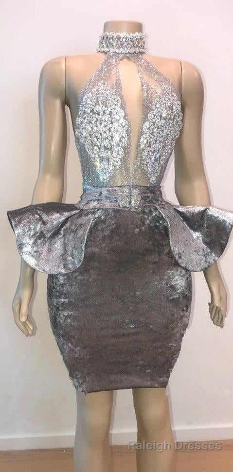 Halter Keyhole Neckline Appliques Short Prom Dresses Secondary image