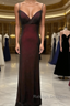 Black And Red Sweetheart Simple Straps Long Prom Dress, A-Line Long Formal Dress