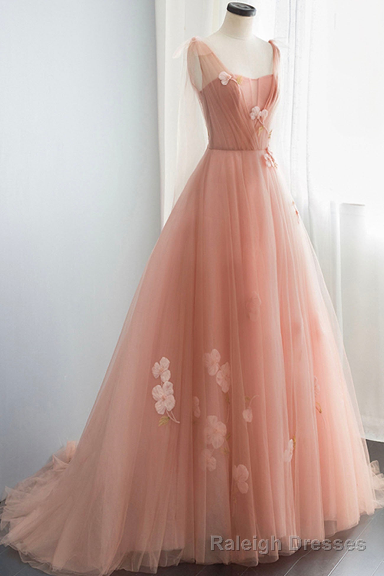 Pink Tulle Long Prom Dresses, Cute A-Line Graduation Dress Secondary image
