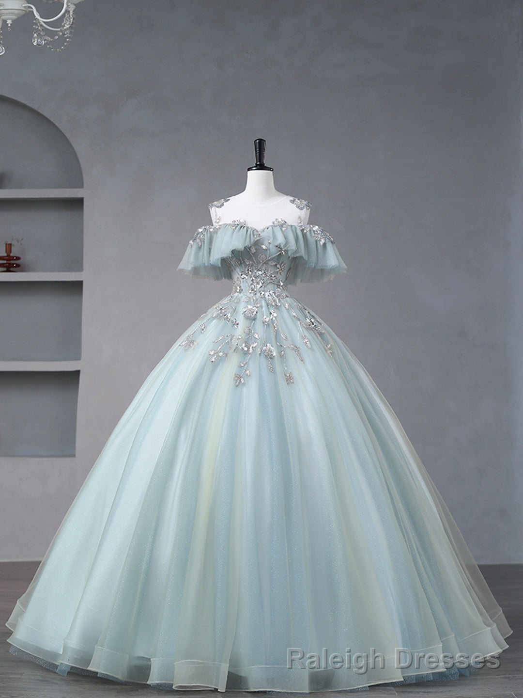 Beautiful Tulle Sequins Long Formal Dresses, A Line Prom Dresses