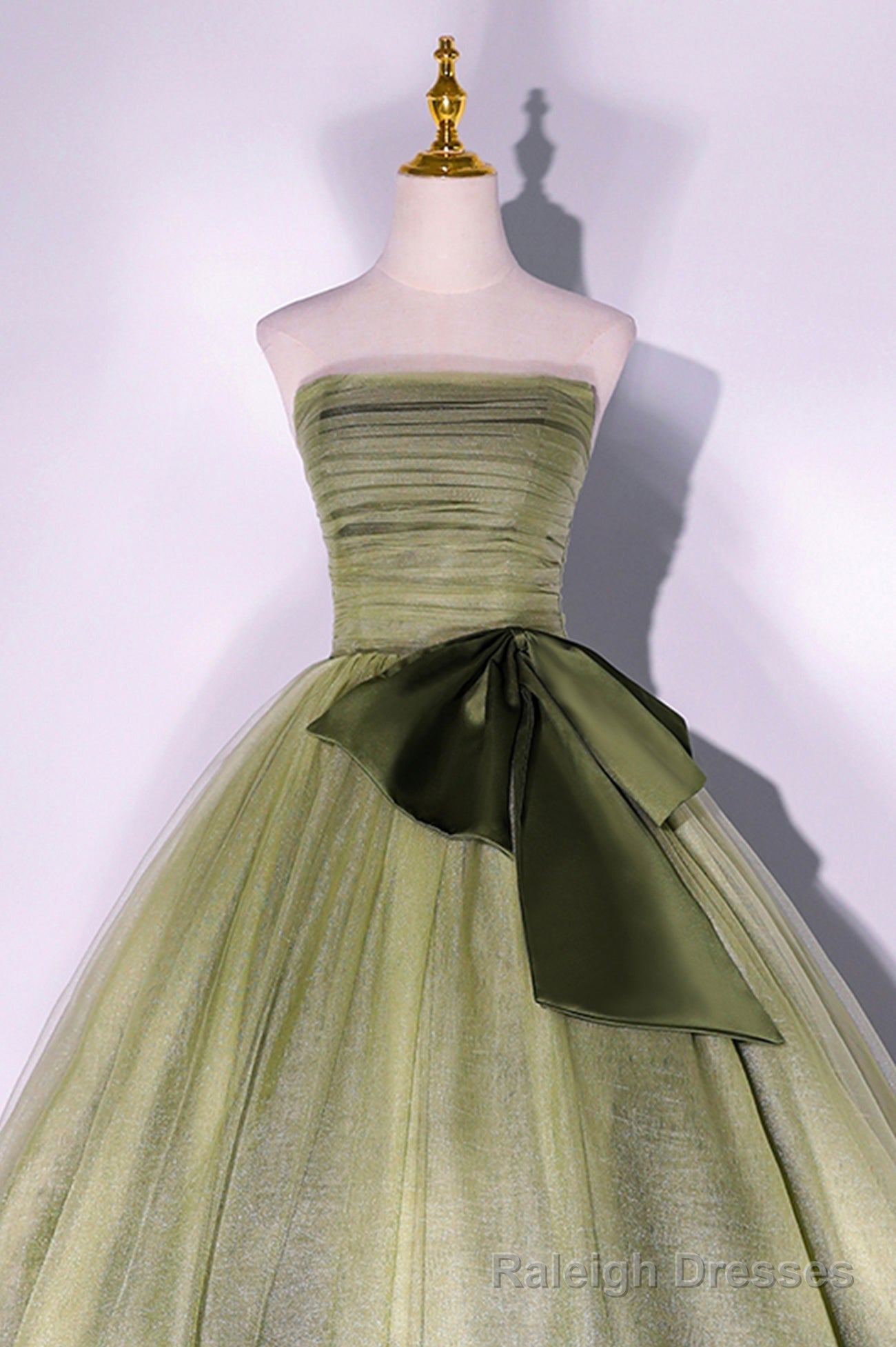 Green Strapless Tulle Long Formal Dress, A-Line Evening Party Dress