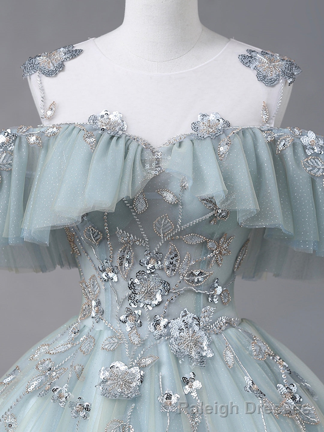 Beautiful Tulle Sequins Long Formal Dresses, A-Line Evening Dresses