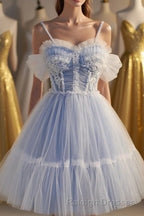 Cute Spaghetti Strap Lace Short Prom Dress A Line Prom Dress