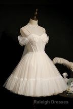 Cute Spaghetti Strap Lace Short Prom Dress A Line Prom Dress