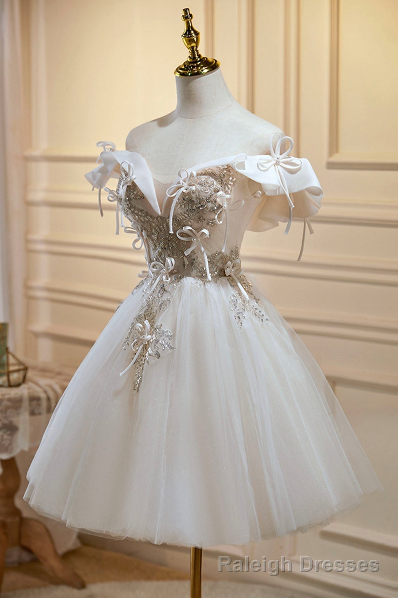 Champagne Lace Short Prom Dress, A-Line Homecoming Party Dress Secondary image