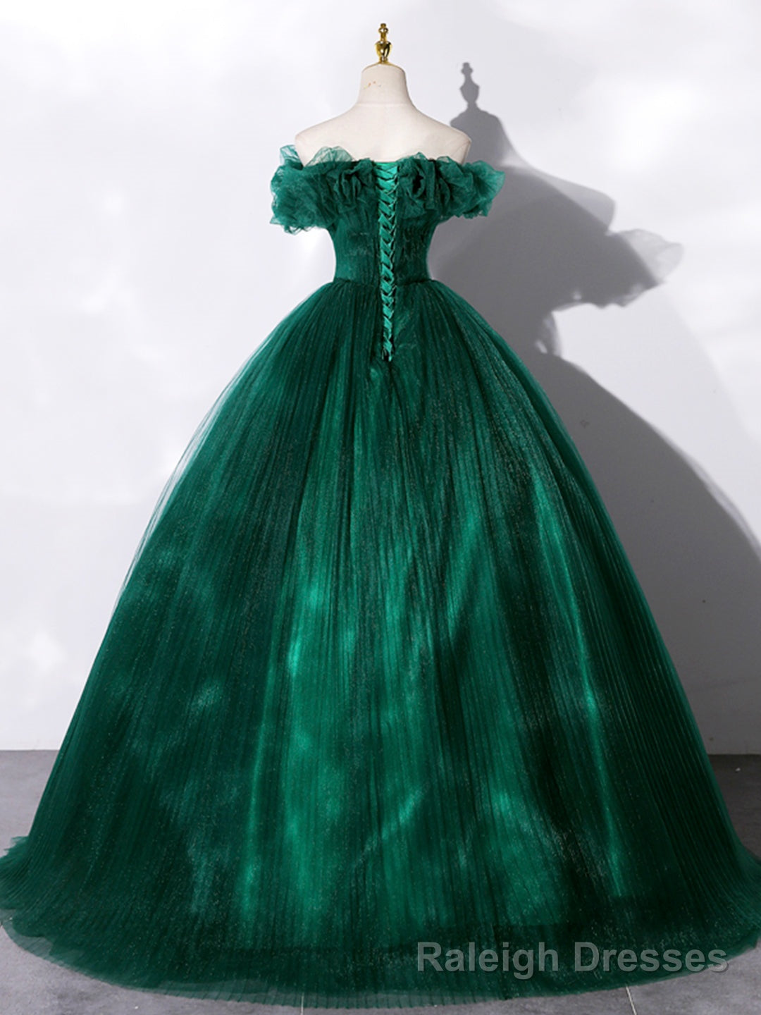 Green Off Shoulder Tulle Formal Dress, A-Line Long Prom Dress Main image