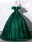 Green Off Shoulder Tulle Formal Dress, A-Line Long Prom Dress