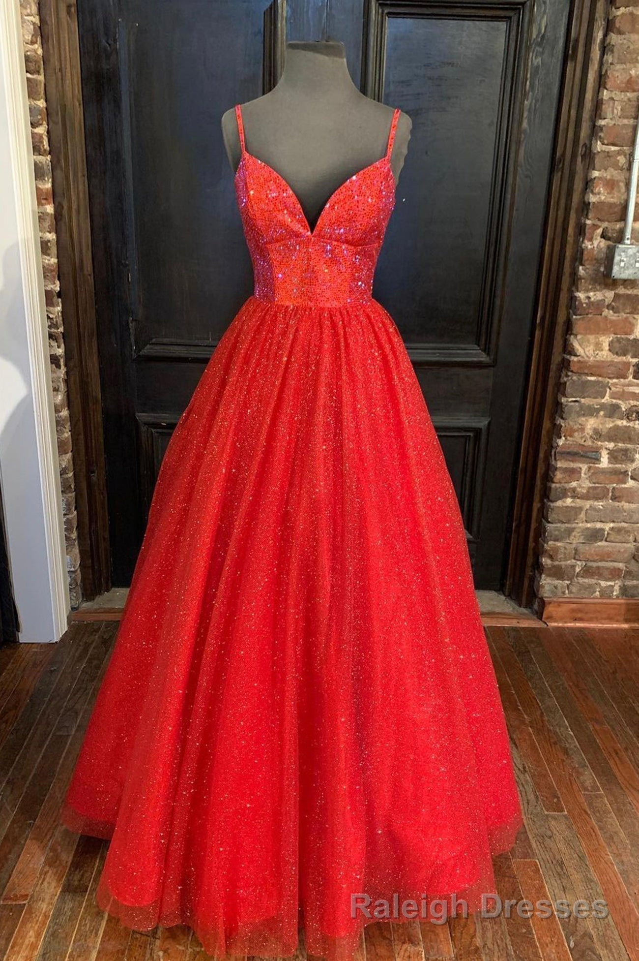 Red Tulle Beading Long Prom Dresses, A-Line Evening Party Dresses Main image