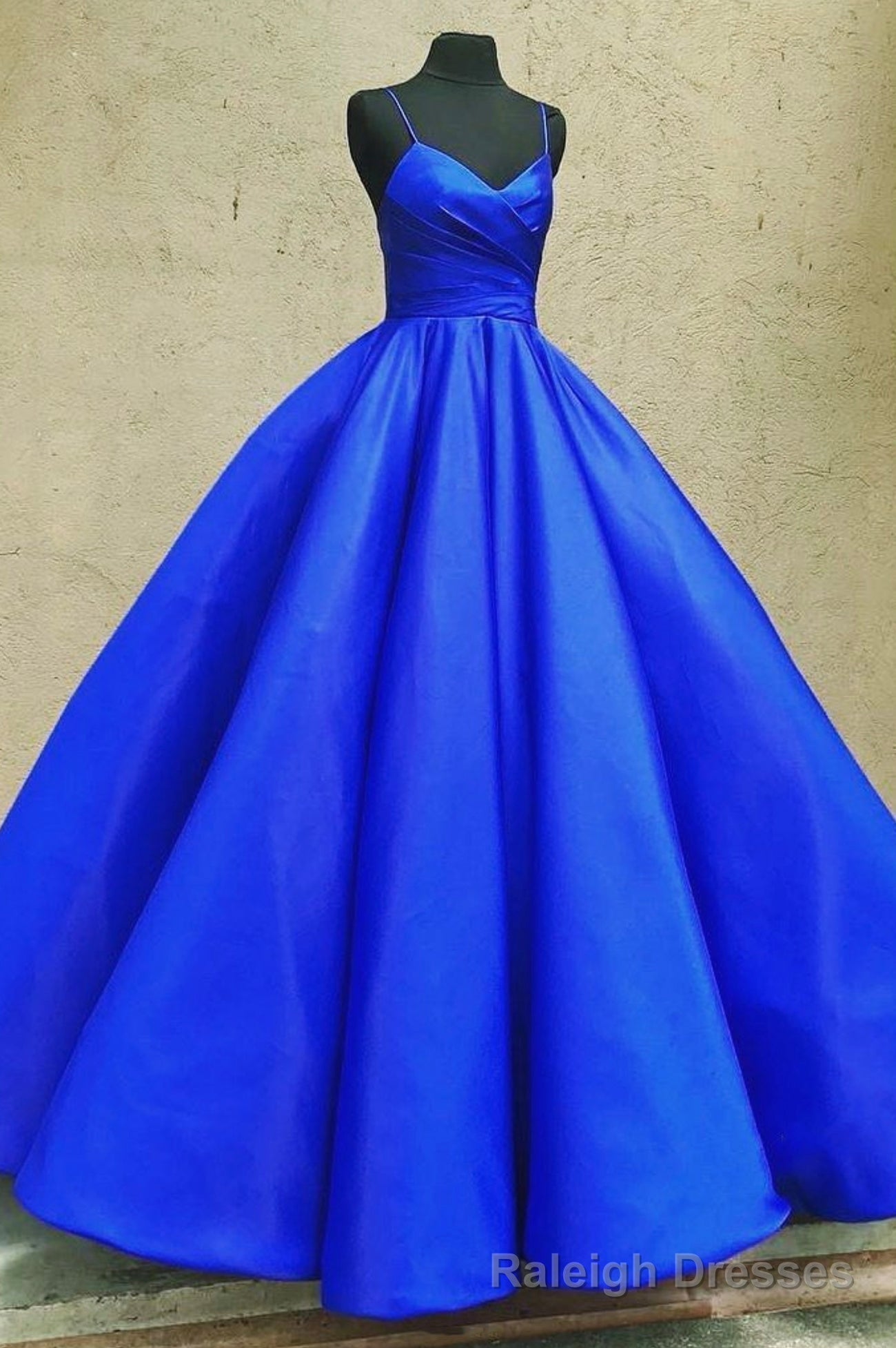 Blue Satin Long Prom Dresses, A-Line Evening Dresses Main image