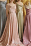 Simple Satin Long Prom Dresses, A-Line Spaghetti Straps Party Dresses