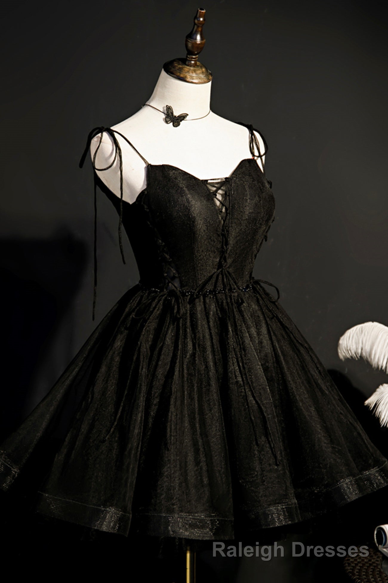 Black Tulle Short Prom Dress, Lovely A-Line Spaghetti Strap Party Dress Main image