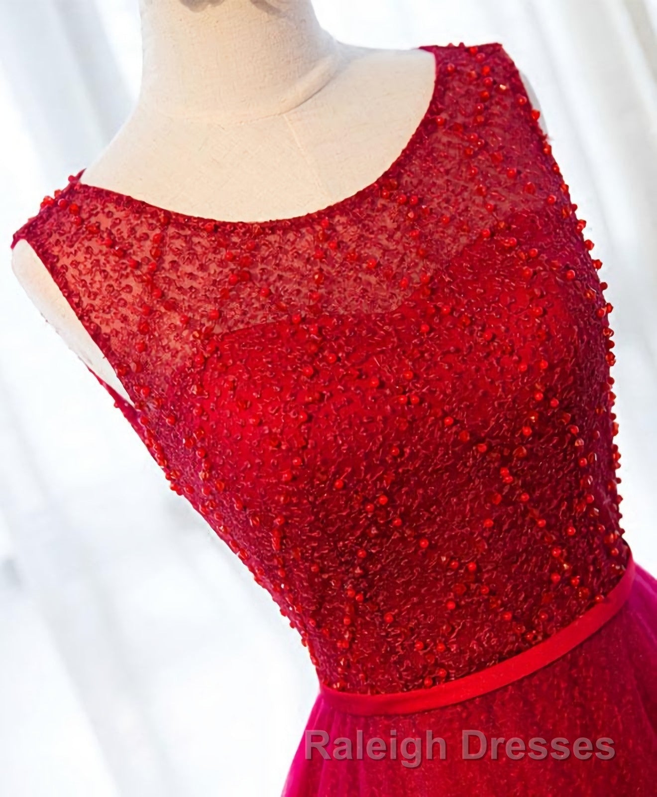 A Line Round Neck Tulle Long Prom Dress, Lace Evening Dress Secondary image