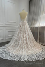 Elegant V Neck Lace Long Prom Dresses, A Line Prom Dresses