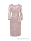 Three Quarter Pink Short Mother of Bride Dress