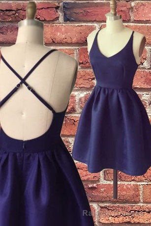 Simple A Line Straps Navy Blue Short Homecoming Dress Main image