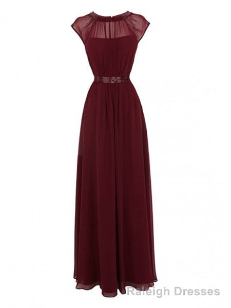 Elegant Burgundy Long Chiffon Bridesmaid Dress Wedding Prom Dress