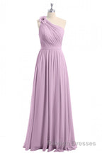 Dusty Purple One-Shoulder Backless A-Line Long Bridesmaid Dress