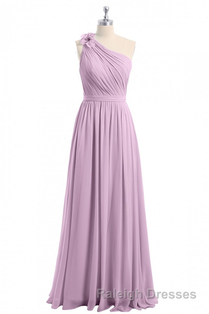 Dusty Purple One-Shoulder Backless A-Line Long Bridesmaid Dress