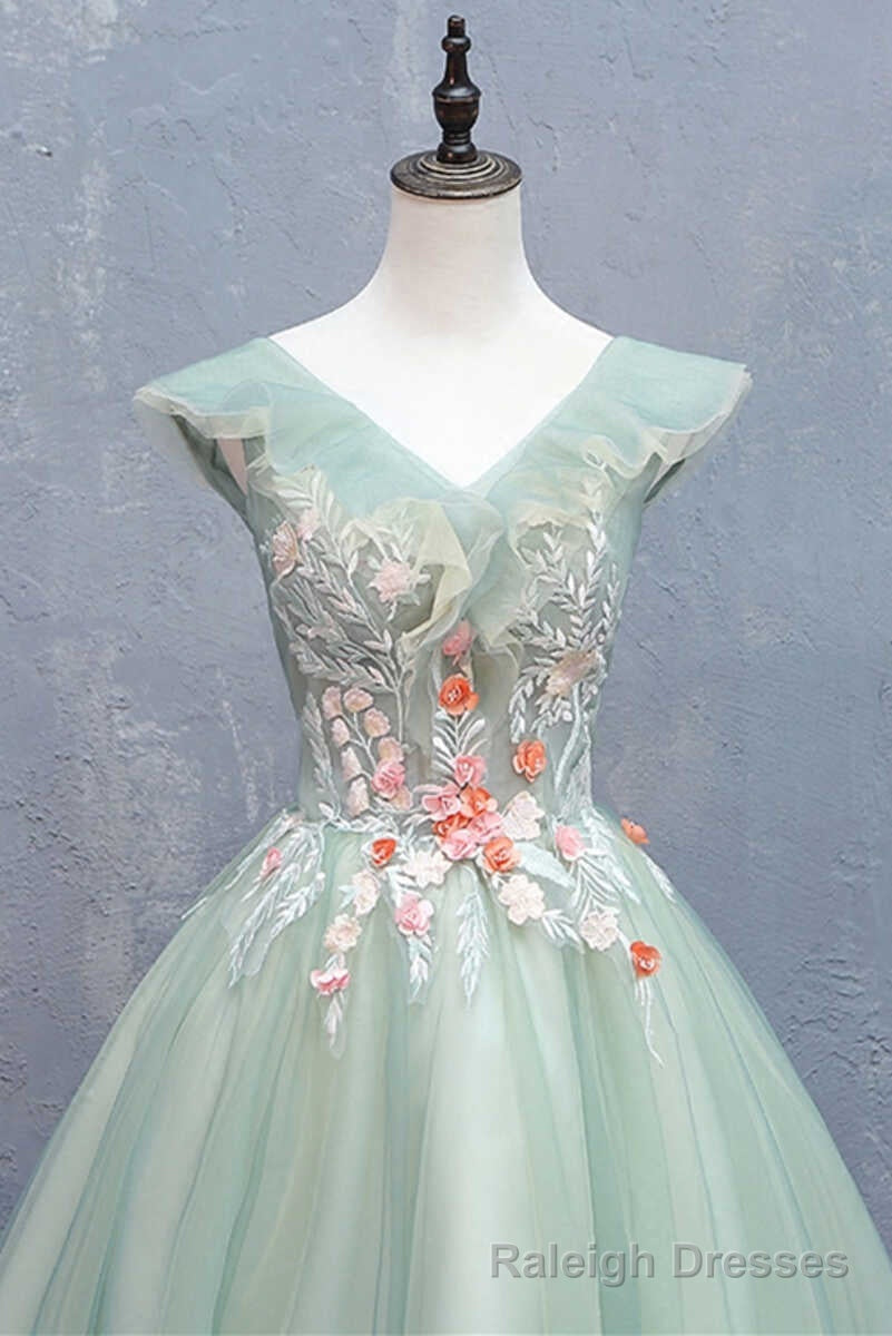 Light Green Appliques V Neck A Line Short Homecoming Dress Secondary image