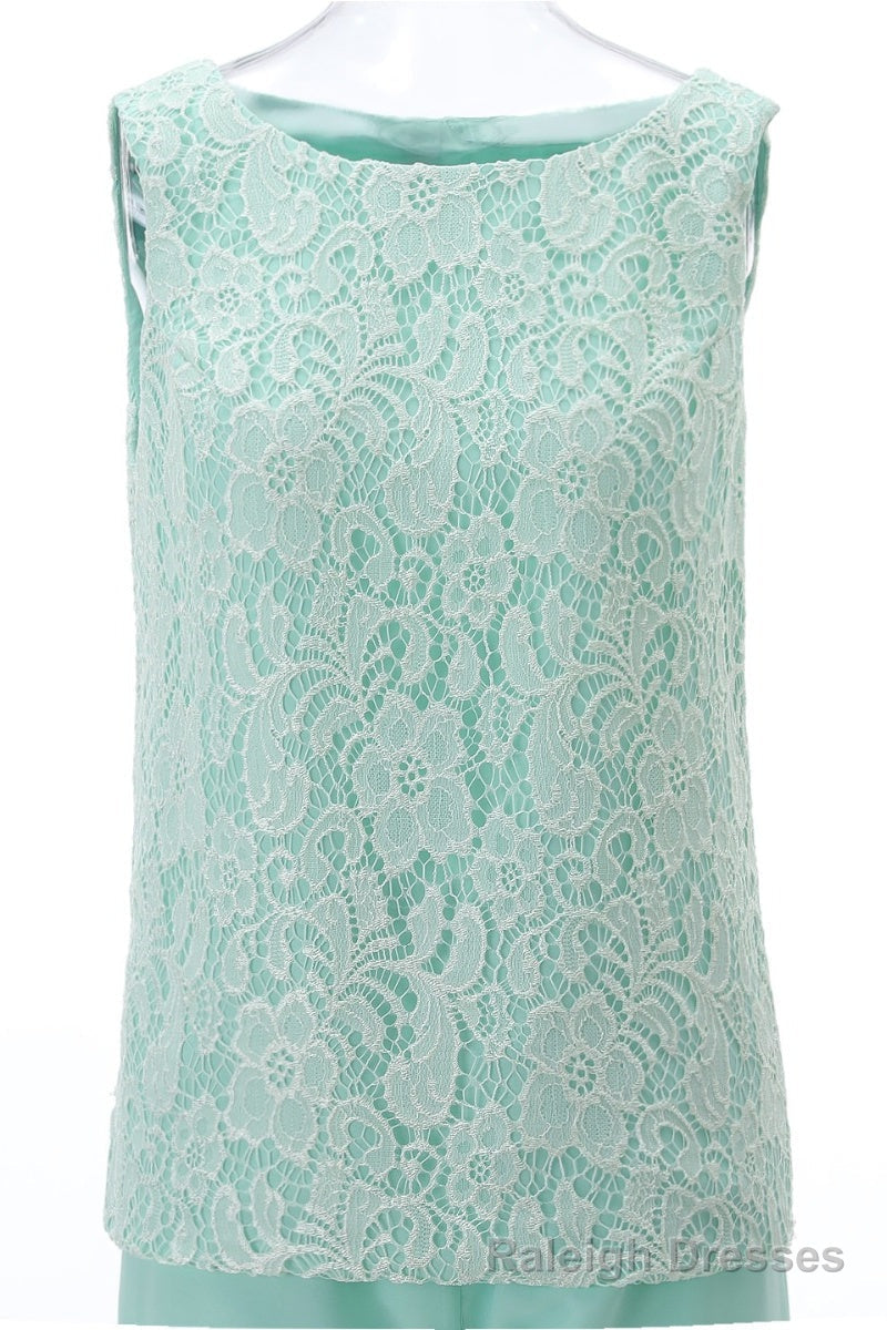 Aqua Three-Piece Chiffon Mother of the Bride Pant Suits