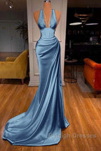 Halter V Neck Mermaid Prom Dresses Elegant
