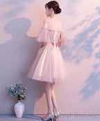 Cute Tulle Round Neck Short Prom Dress Tulle Homecoming Dress