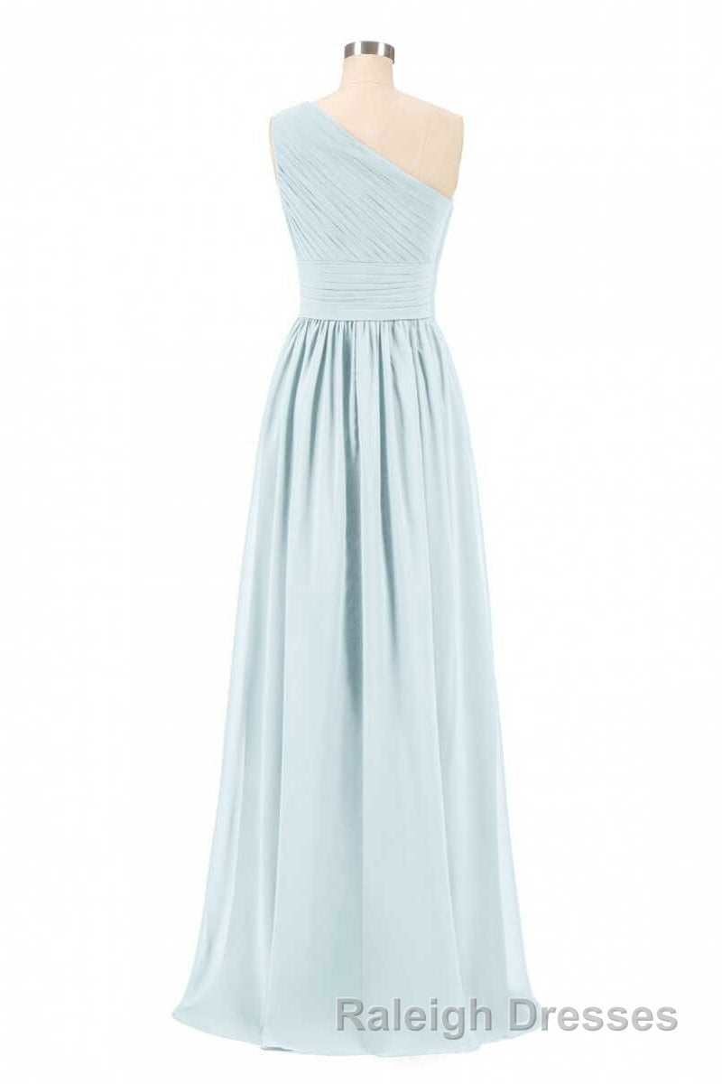 Dusty Blue Chiffon One Shoulder Banded Waist Bridesmaid Dresses Secondary image