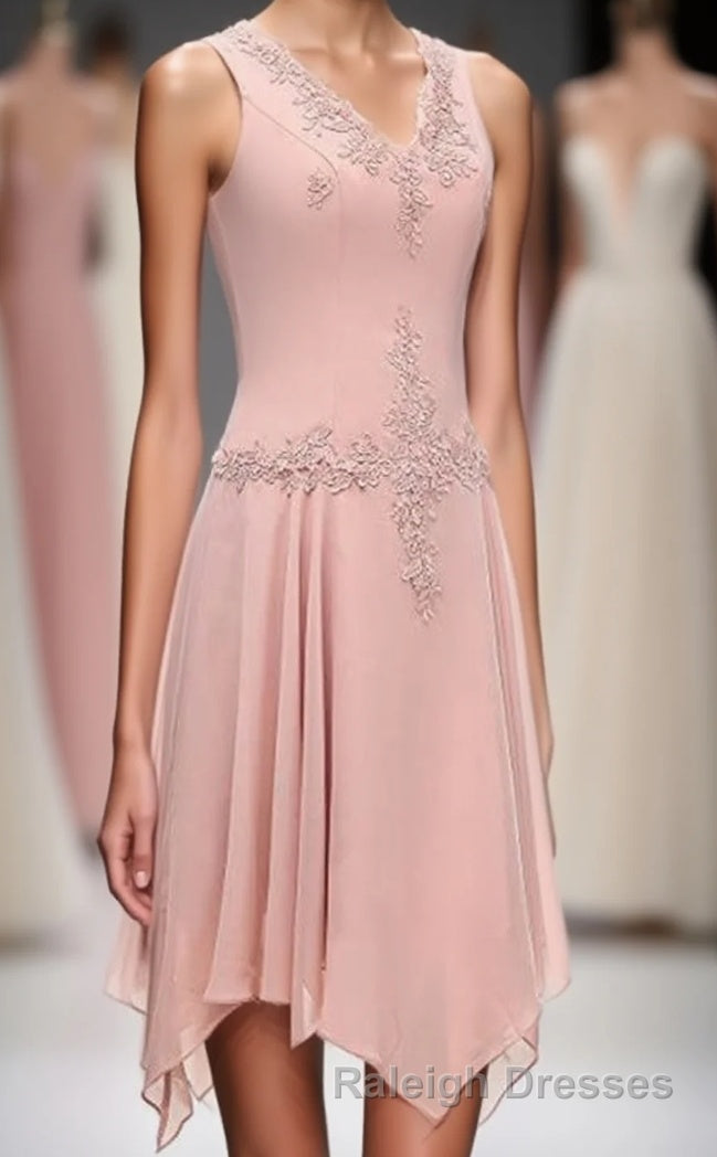 Dusty Pink Two-Piece V-Neck Appliques Mother of the Bride Dress