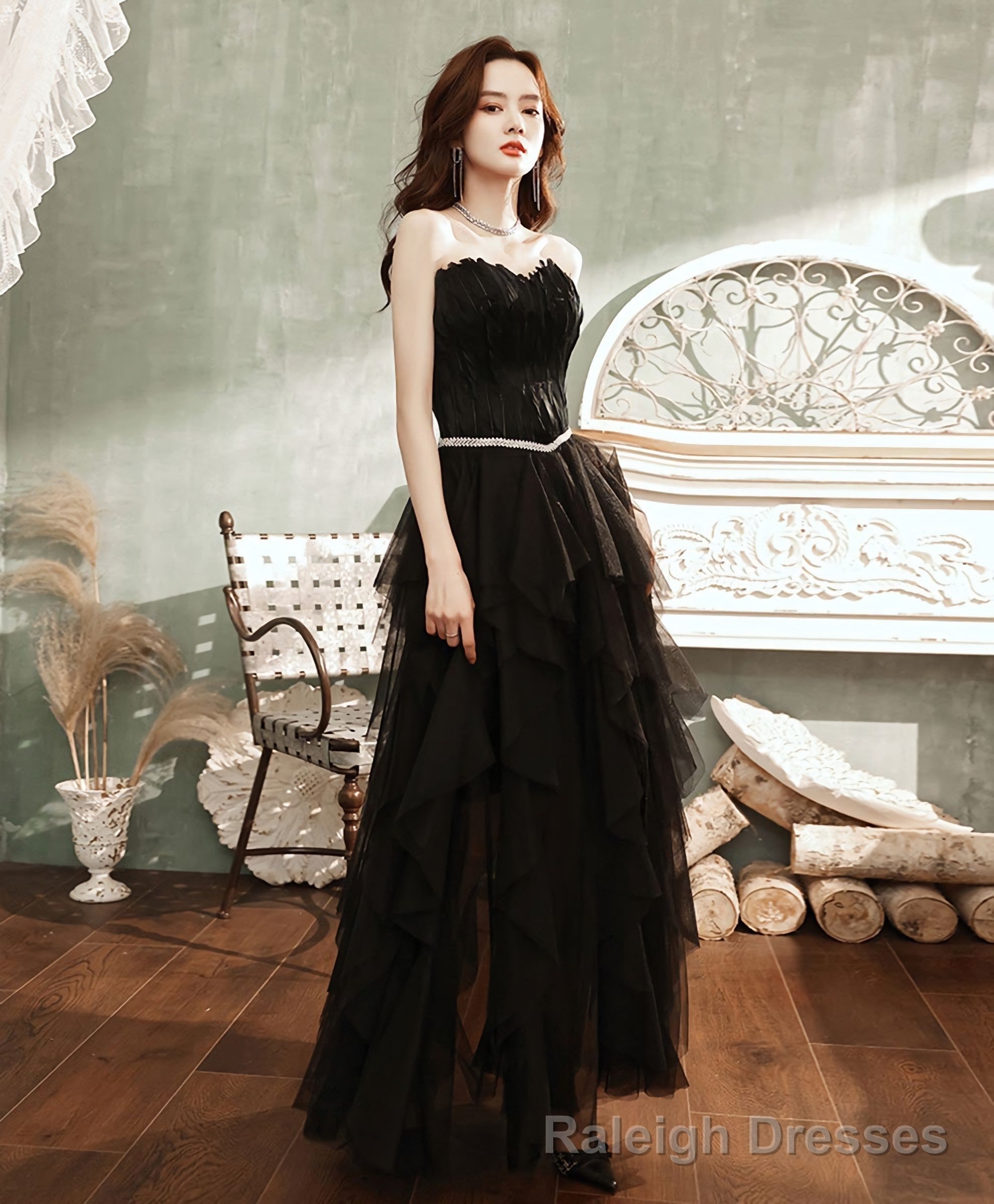 Black Tulle Long Prom Dress, Black Tulle Formal Dress, 1 Secondary image