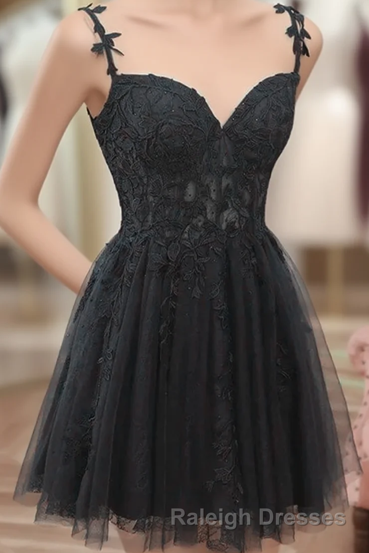 Black Short Sweetheart Tulle Homecoming Dress, Black Short Prom Dress Party Dress Main image
