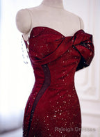 Elegant Black And Red Sweetheart Mermaid Long Prom Dress, Black And Red Prom Dress