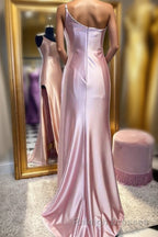 One-Shoulder Royal Blue Mermaid Long Dress with Slit