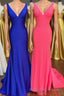 Royal Blue V-Neck Open Back Mermaid Long Prom Dress