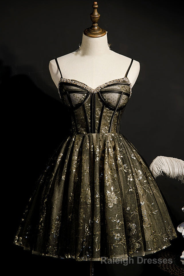 Princess A-Line Beaded Spaghetti Straps Short Party Dress Main image