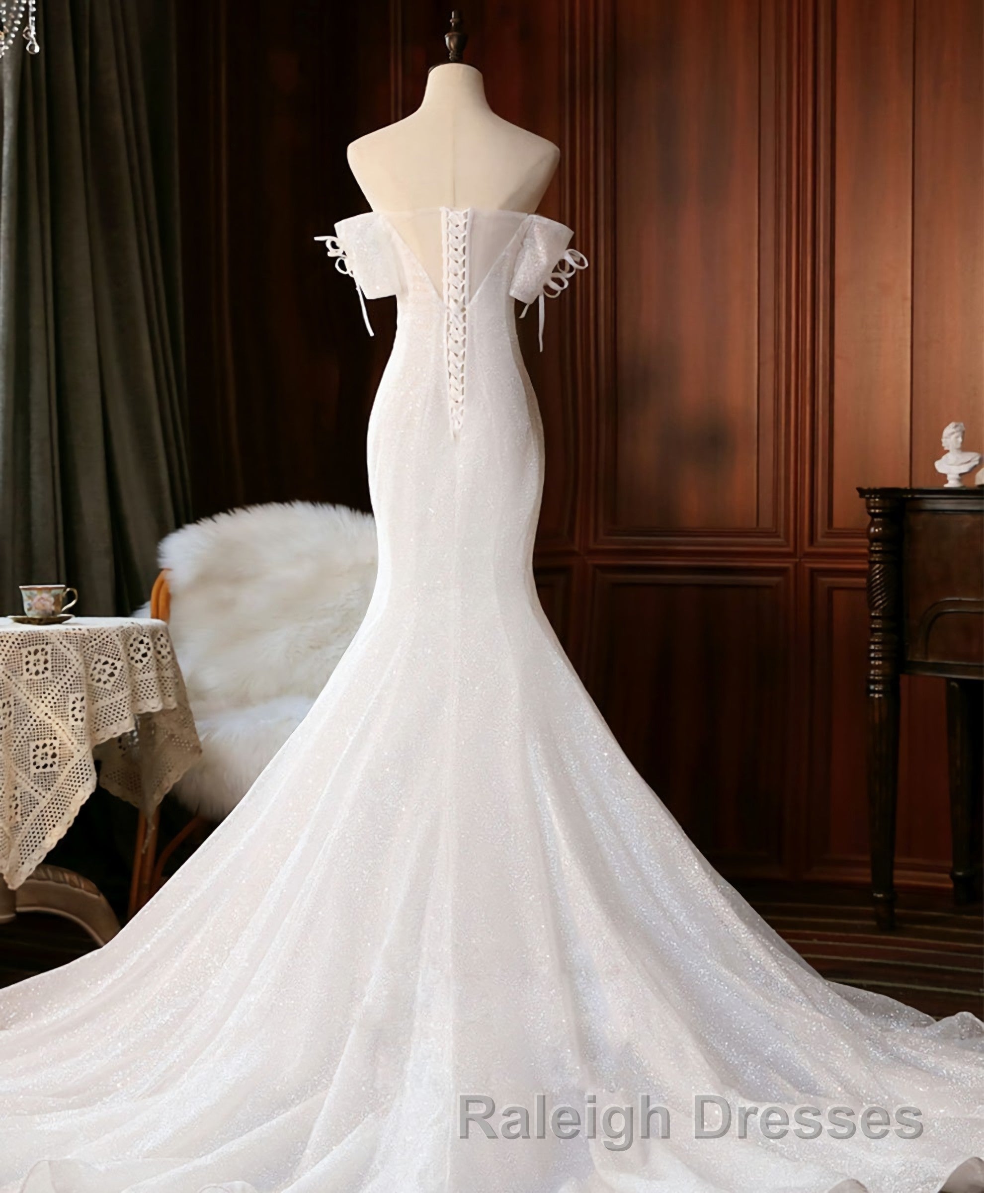 White Sequin Mermaid Long Prom Dresses White Wedding Dresses Secondary image