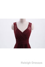 Burgundy Chiffon A-line Pleated Long Bridesmaid Dress