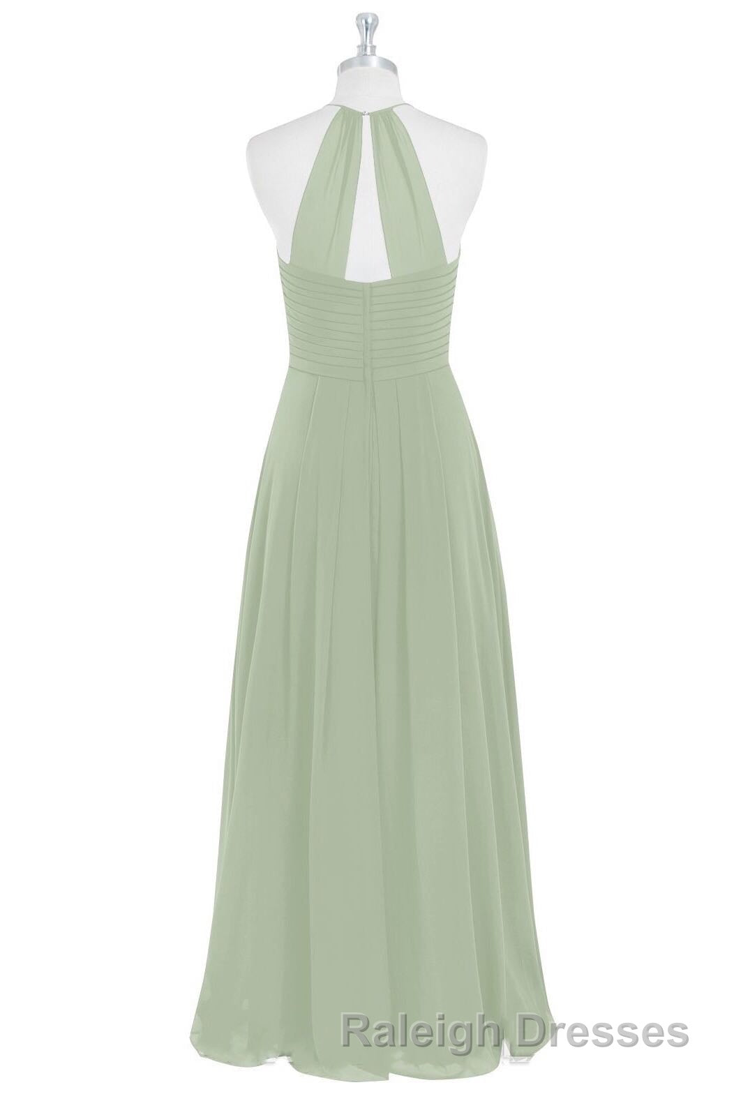 Sage Green Chiffon Halter Backless Long Bridesmaid Dress Secondary image