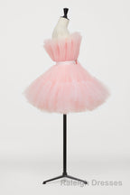 Hot Pink A-line Short Tulle Party Dress