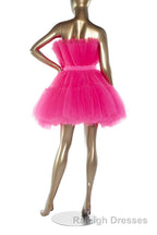 Hot Pink A Line Short Tulle Prom Dresses