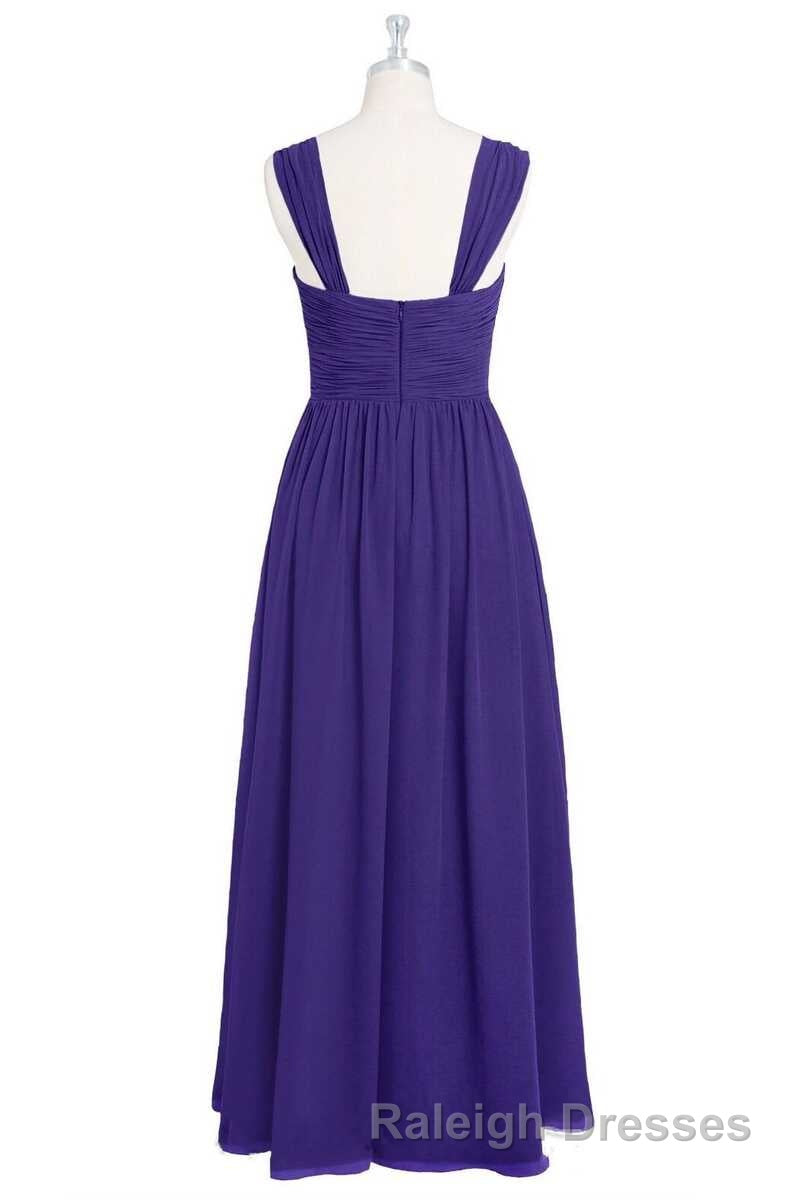 Purple Sweetheart Banded Waist Long Bridesmaid Dress