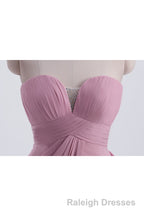 Strapless Blush Pink Draped High Waist Long Bridesmaid Dress