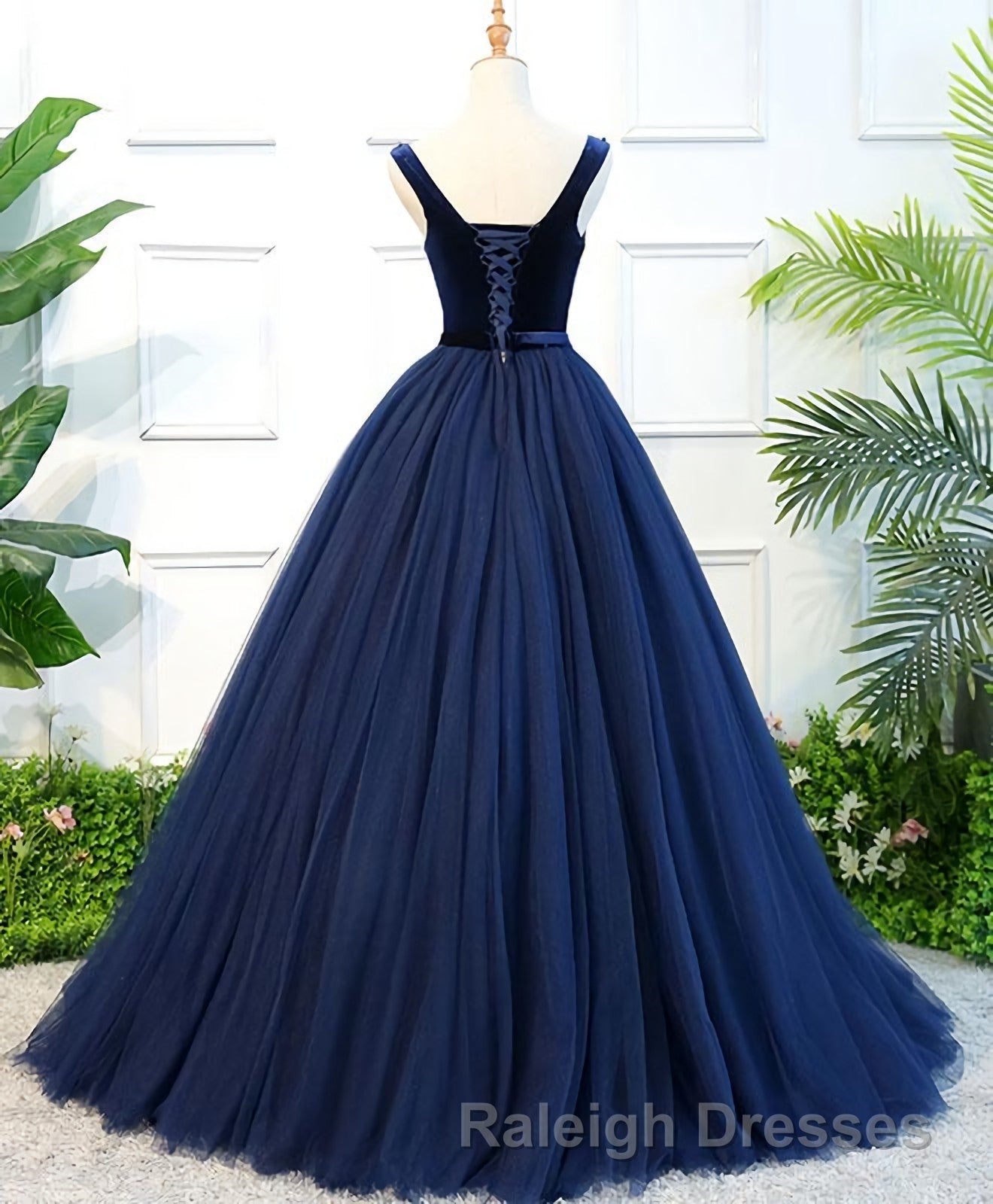 Dark Blue Tulle Long Prom Dress, Dark Blue Tulle Evening Dress Secondary image