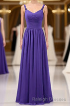 Purple Chiffon Sweetheart Straps A-Line Bridesmaid Dress